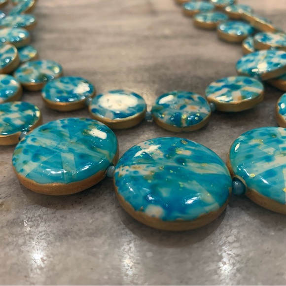 Mosaic Tiles Multistrand Necklace by Chicos in Waterloo Blue. NWT - Picture 3 of 8